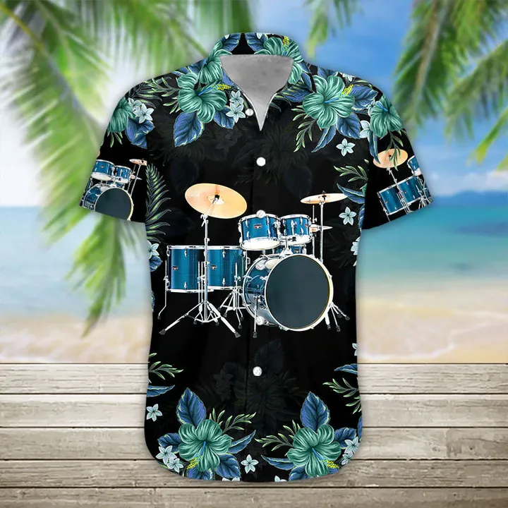 3D Acoustic Guitar Hawaii Shirt, Guitar Hawaiian Shirts Casual Short Sleeve Guitar Shirt Men