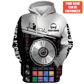 3D All Over DJ Player Hoodie, Women DJ Zip Hoodie, Men Disc Jockey Sweatshirt, DJ Clothing For EDM Party