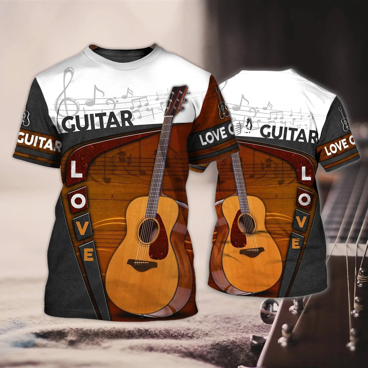 3D All Over Print T Shirt Love Guitar For Guitarist, Gift For Guitar Lover, Guitar Sublimation Shirt Hoodie