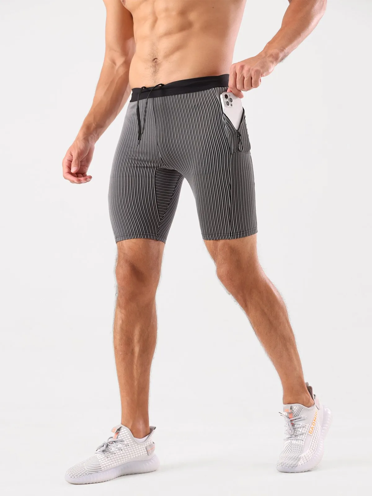 8" Pro Compression Lined Running Short with Zip Pockets