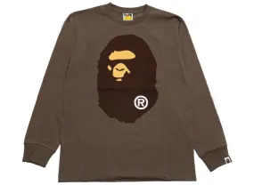 A Bathing Ape Big Ape Head L/S Tee in Brown xld