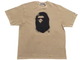 A Bathing Ape Spray Ape Head Garment Dyed Tee in Beige xld