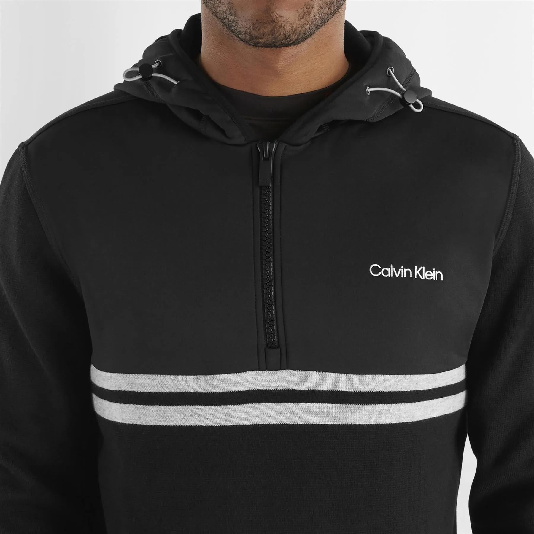 Addington Hybrid Half Zip Hoodie Black Marl - AW23