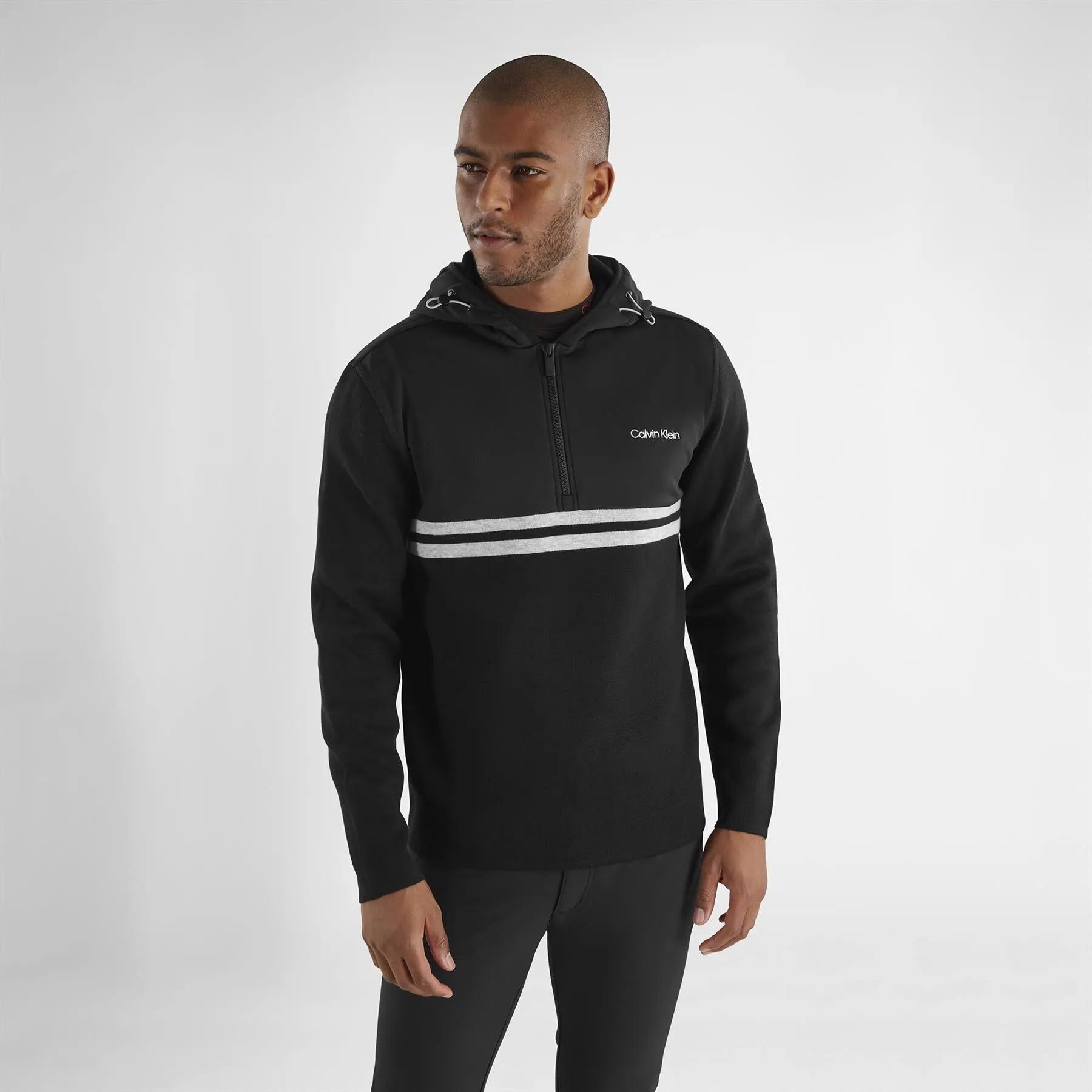 Addington Hybrid Half Zip Hoodie Black Marl - AW23