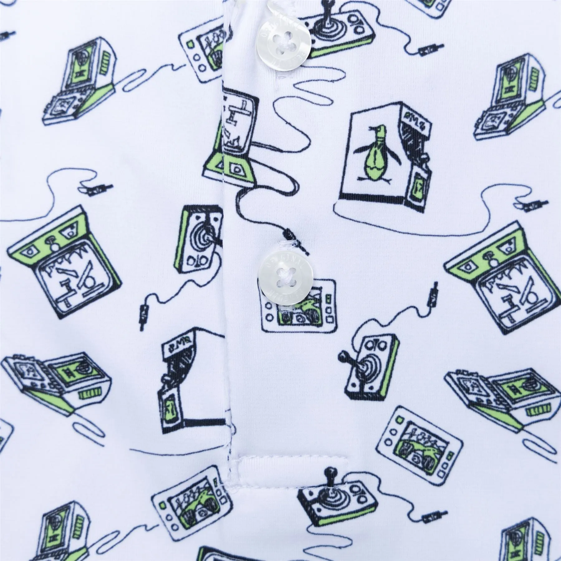 All Over Retro Arcade Print Polo Bright White - SS23