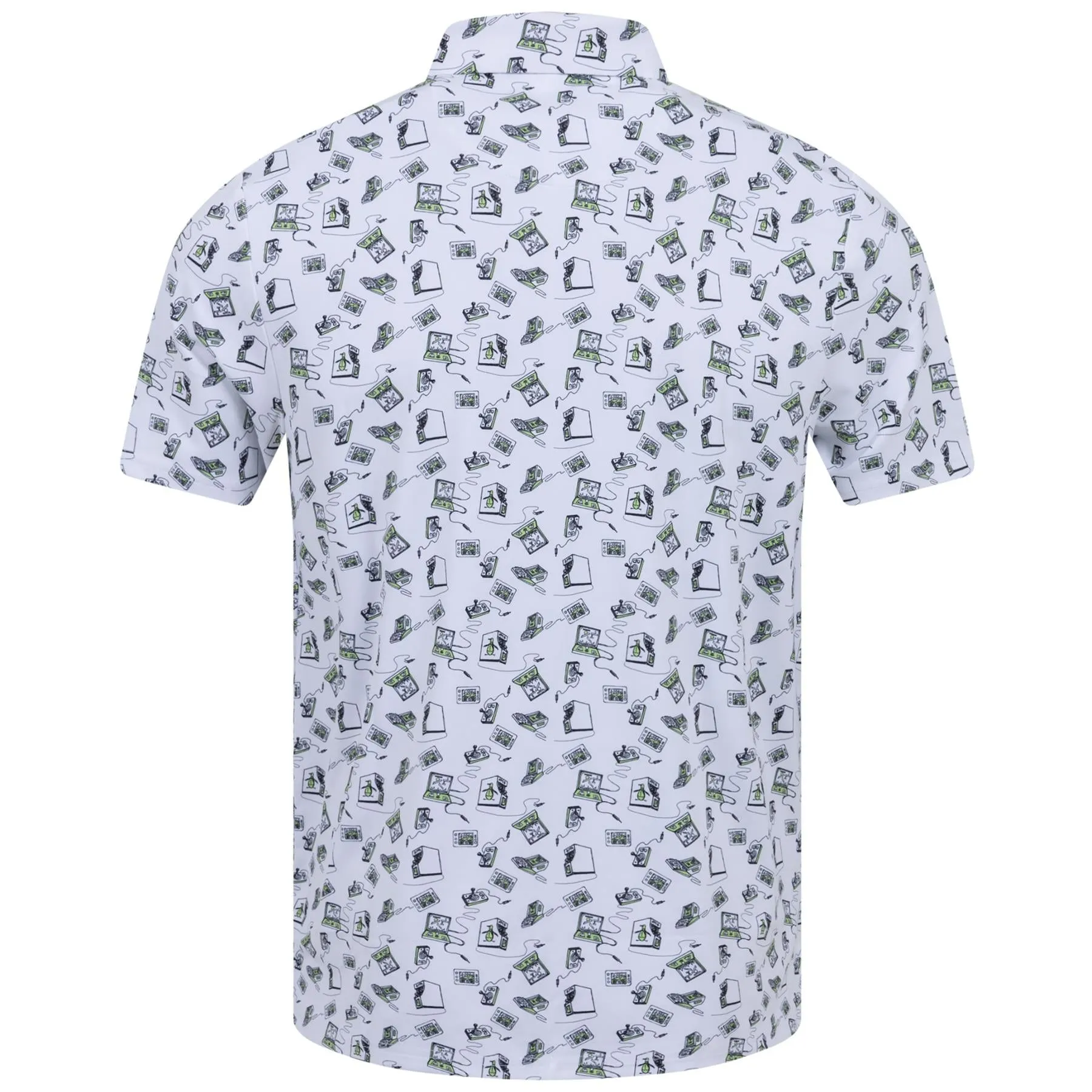 All Over Retro Arcade Print Polo Bright White - SS23