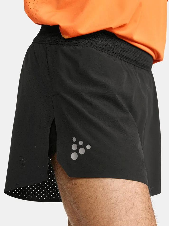 Craft Mens Pro Hypervent Split Shorts 2 - Black, Lightweight & Breathable Running Shorts for Ultimate Performance - Spring/Summer 2024