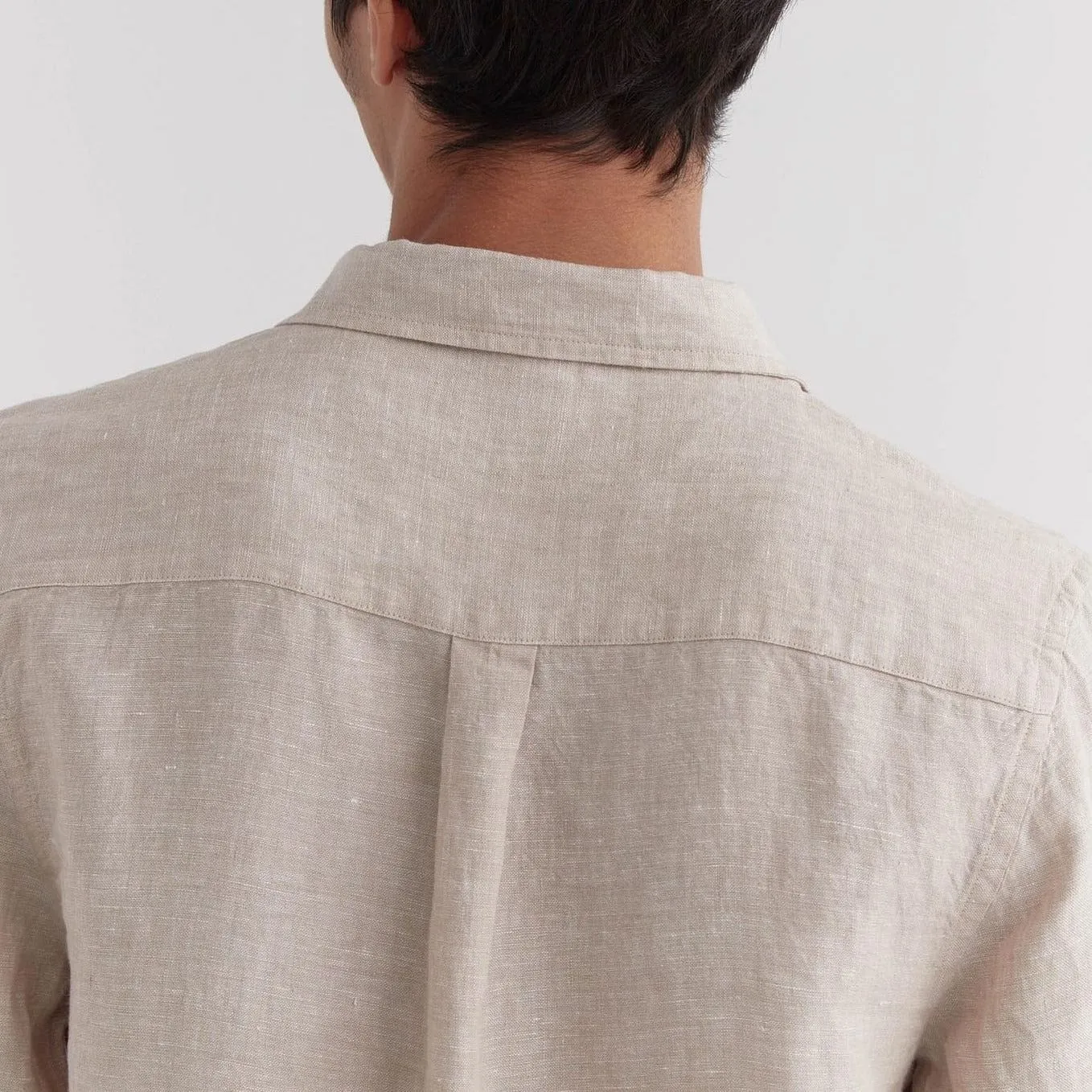 Assembly Label Casual Long Sleeve Linen Shirt - Oat