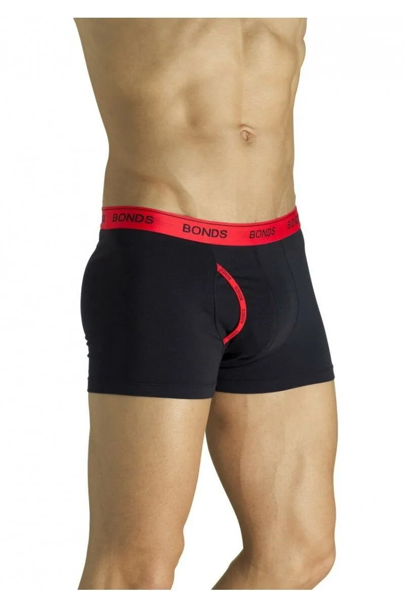 Authentic Bonds Mens Guyfront Trunks Underwear Shorts Black/Red