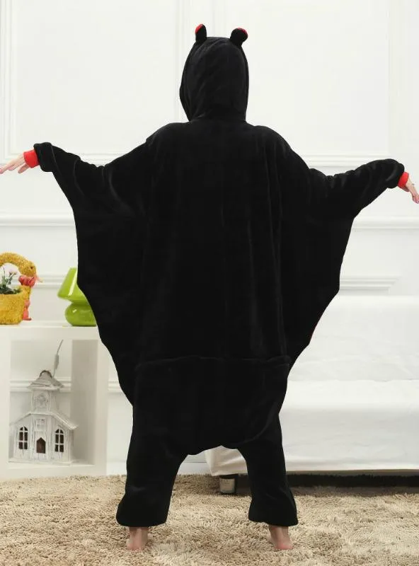 BLACK BAT COSTUME PAJAMAS SLEEPWEAR ONESIE