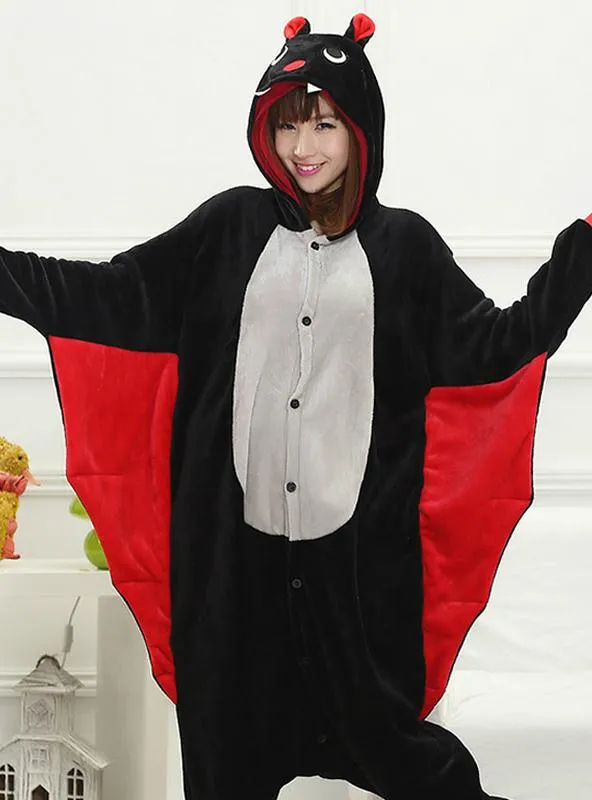 BLACK BAT COSTUME PAJAMAS SLEEPWEAR ONESIE