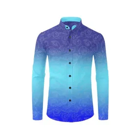 Blue Ombre Men's Casual Dress Shirt