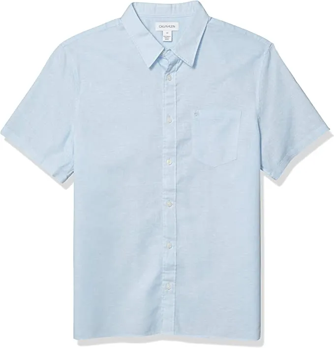 Calvin Klein Men's Short Sleeve Lightweight Button Down Shirt