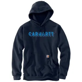 Carhartt Mens Navy Rain Defender Midweight Logo Hoodie - Durable and Comfortable Sweatshirt for Outdoor Work and Casual Wear