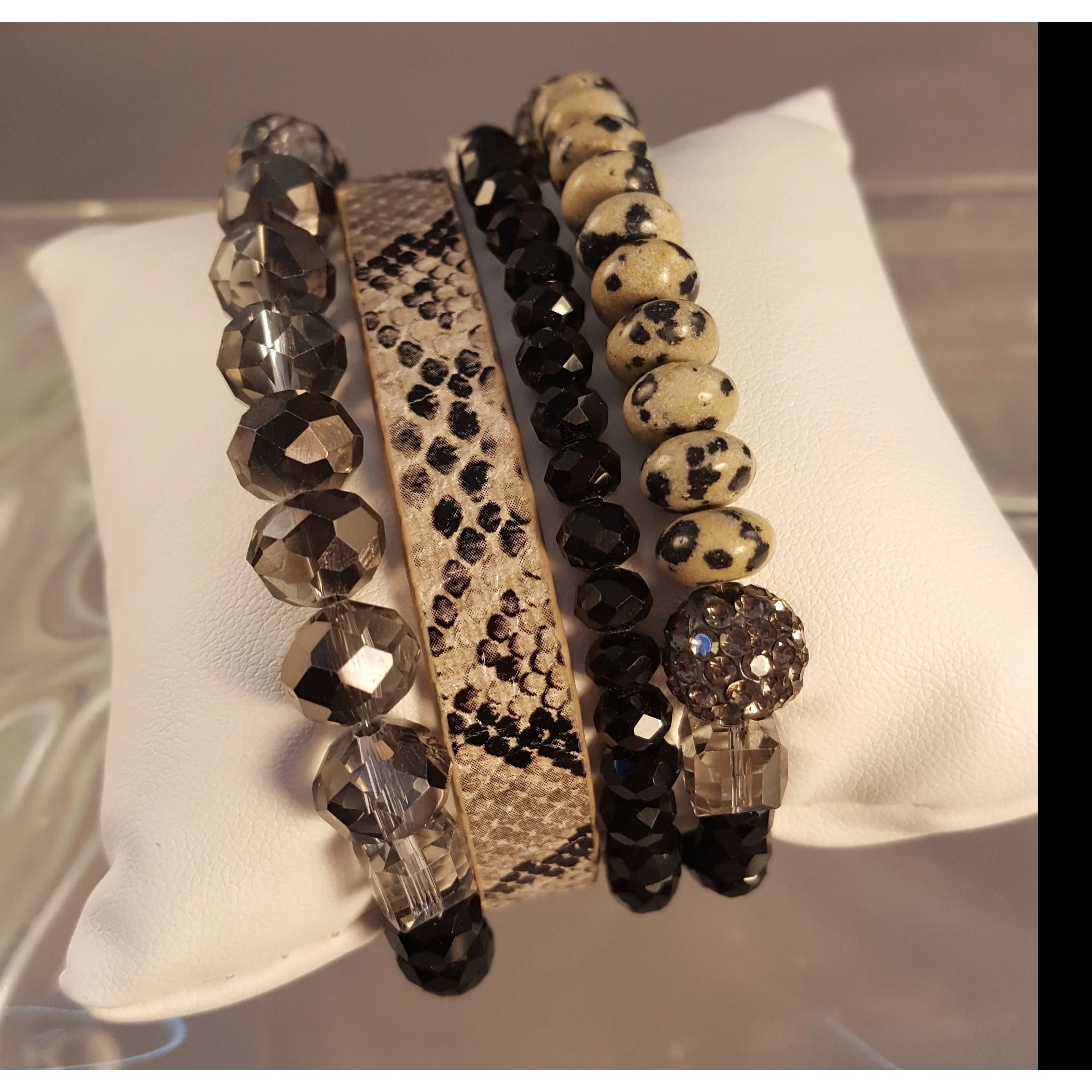 Charlie Paige Stackable Bracelet - Leather/Stones