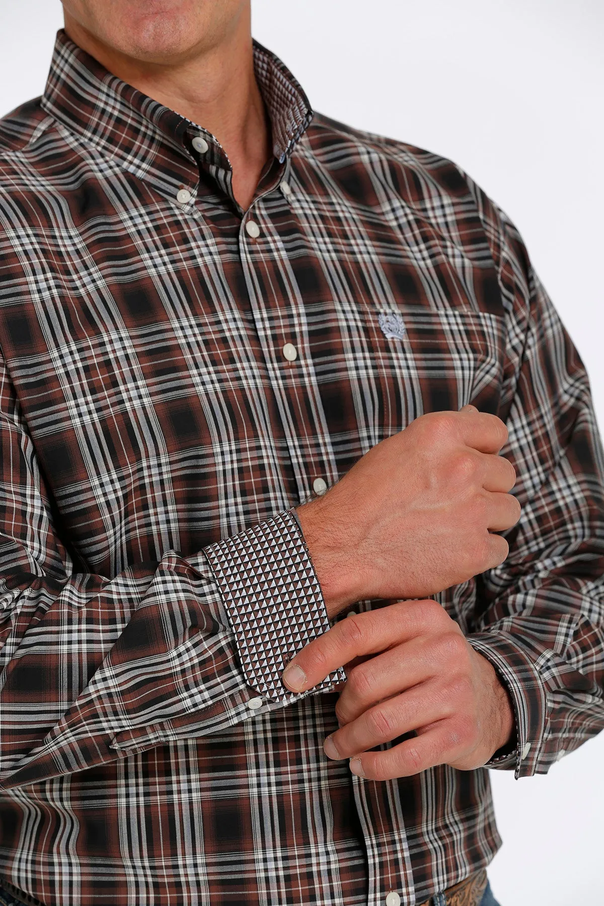 Cinch Men's Plaid Button Down - Brown