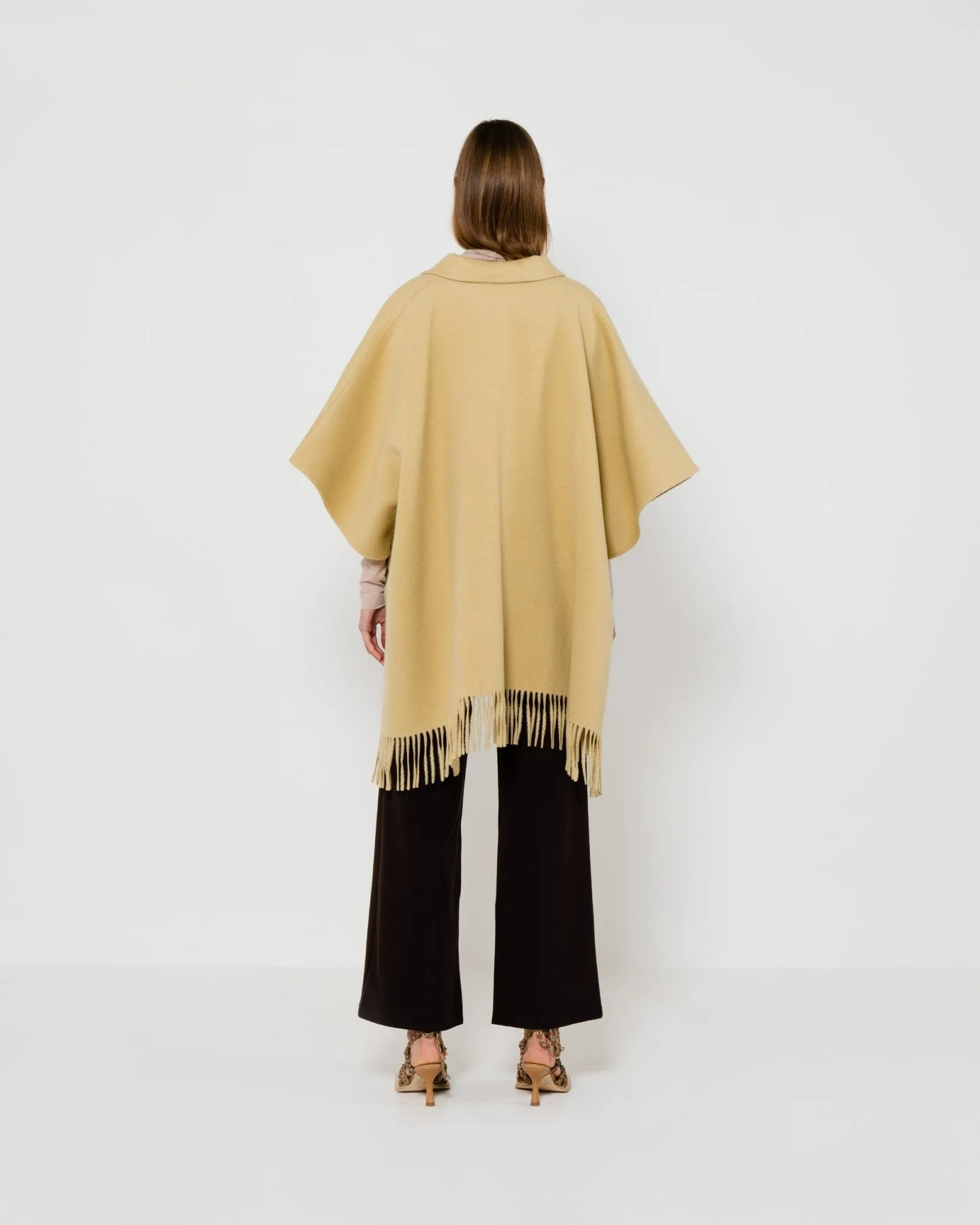 Fringe Wool Poncho | Camel