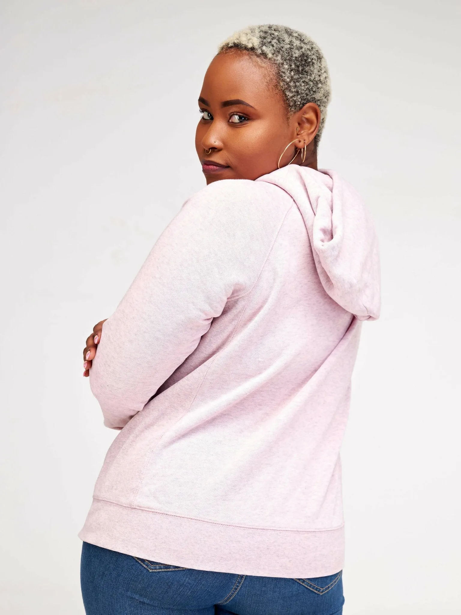 Hessed Zip Up Unisex Hoodies - L.Pink