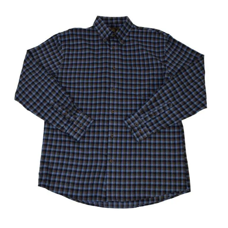 'FX Fusion' Men's Checked Flannel Button Down - Navy / Blue / Brown