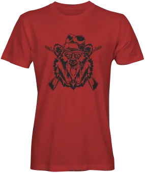 Gangster Bear Design Sketched T-shirts