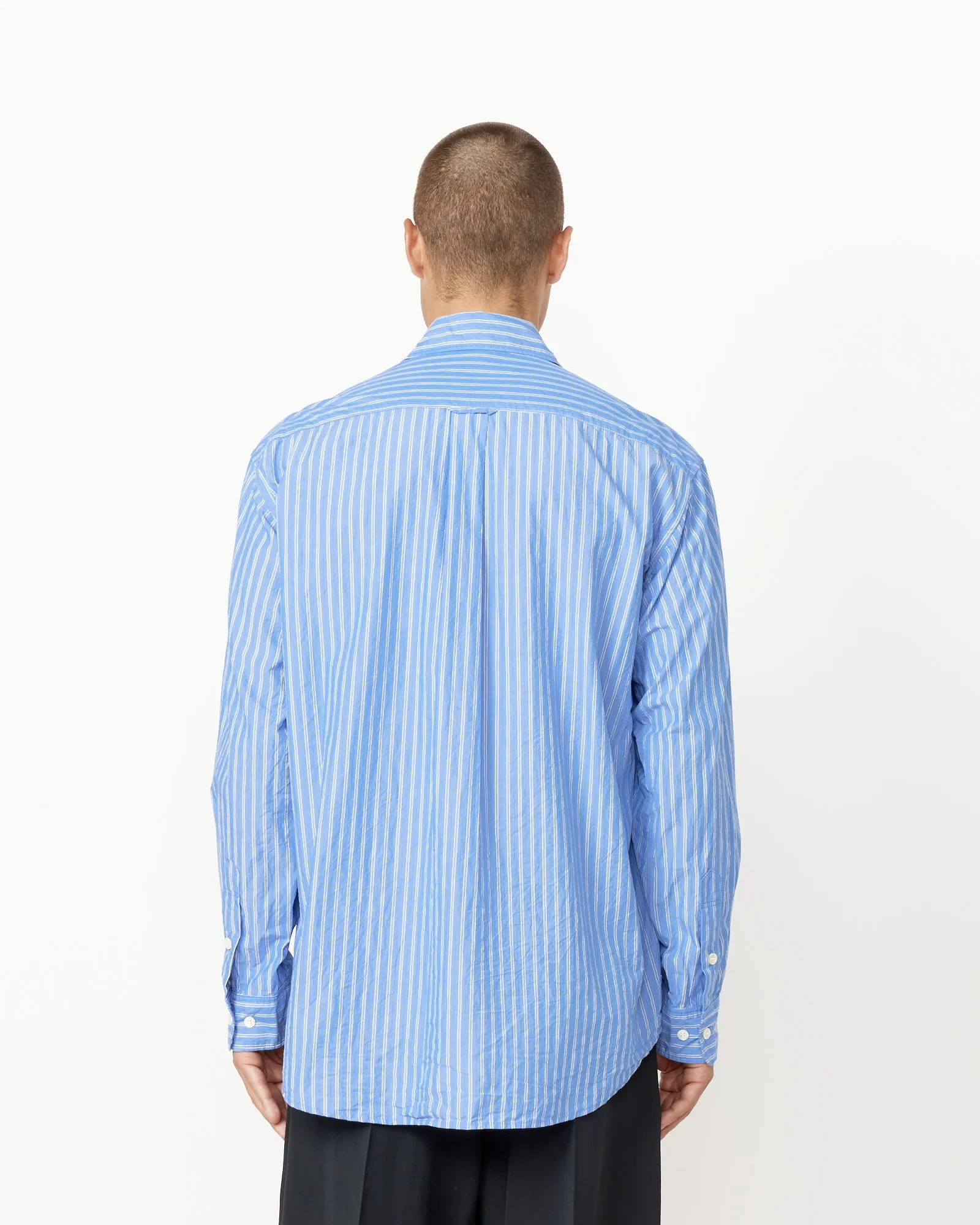 Gio Shirt in Crushed Cotton Blue Stripe