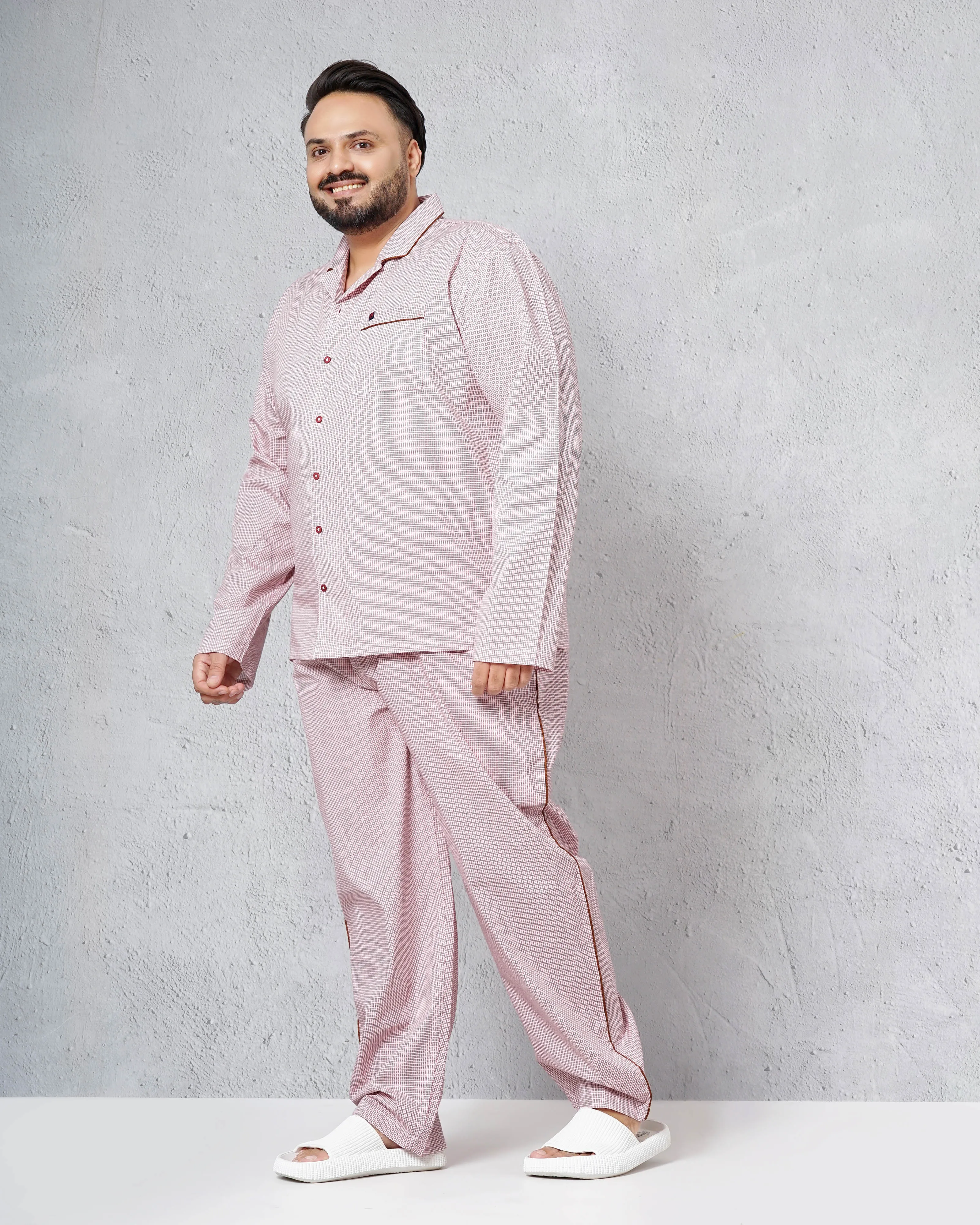 Hardsoda Men White Plus Size Solid Lounge Set