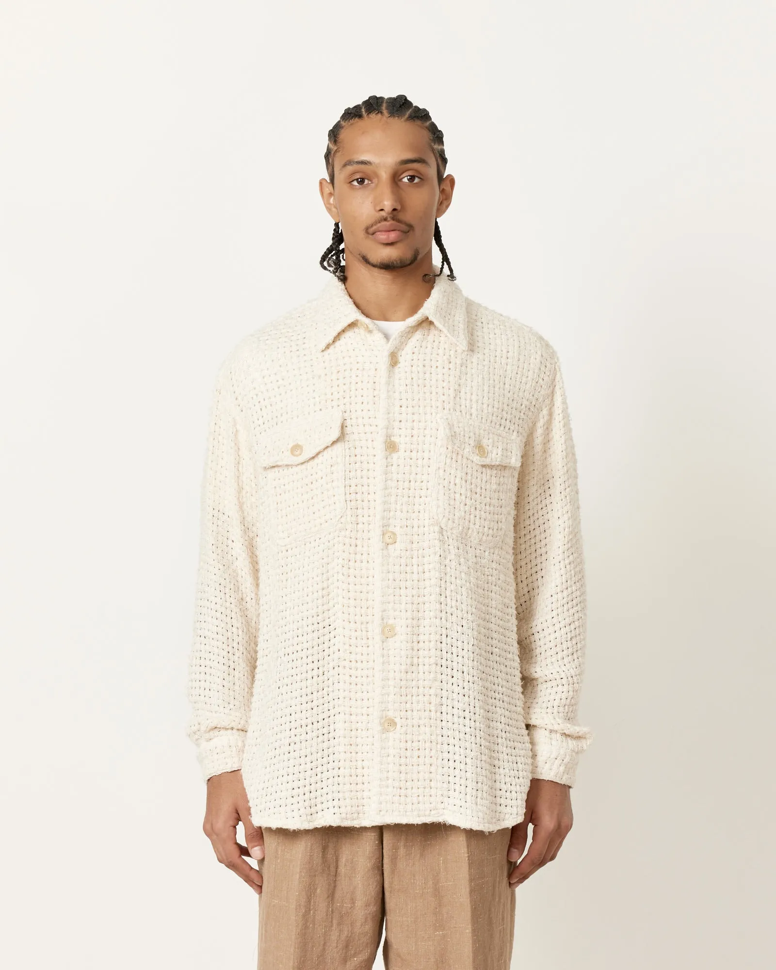 Homespun Summer Mesh Shirt in Off White