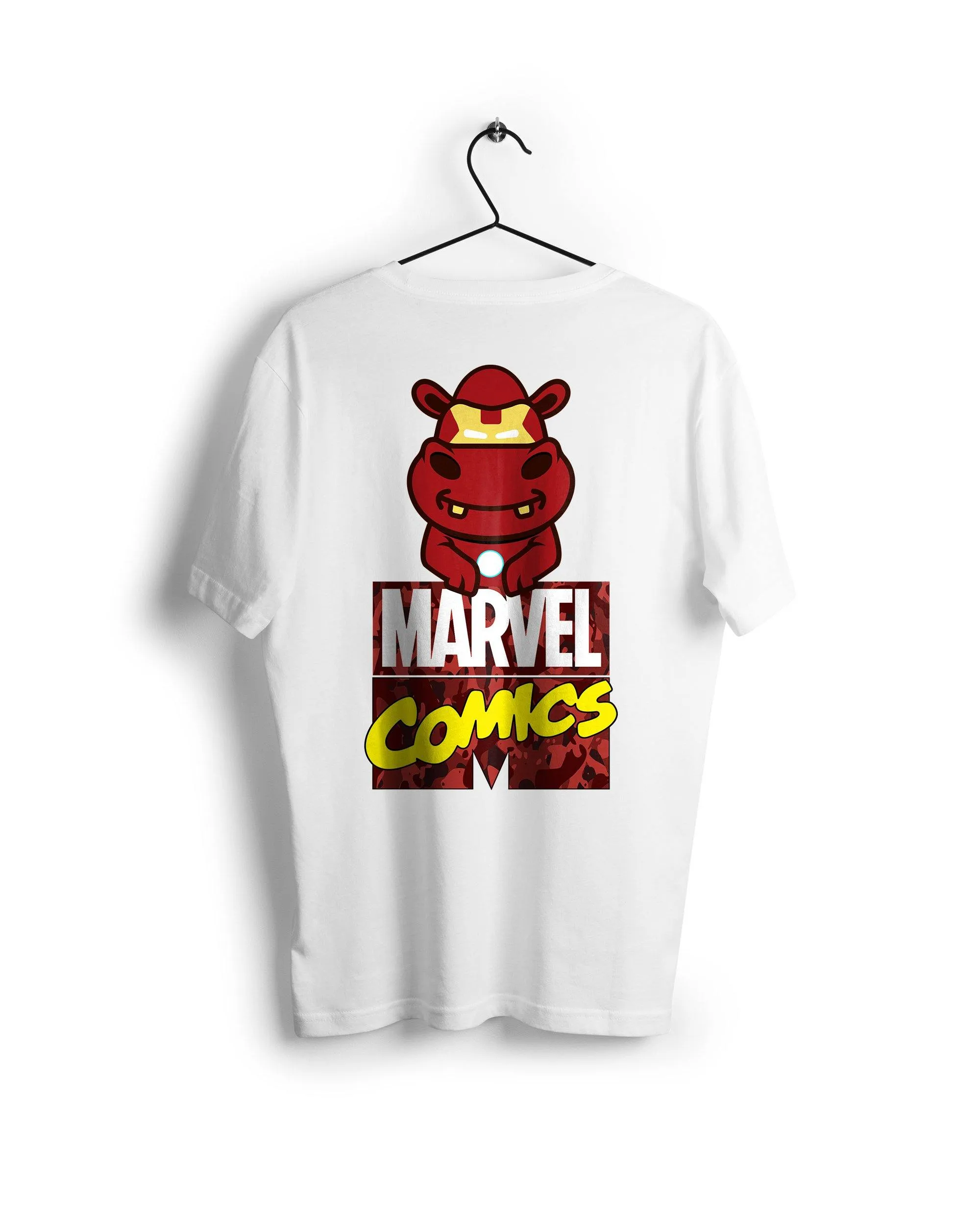 Iron Man Marvel X A Ravin Hippo - Digital Graphics Basic T-shirt White