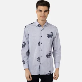 Luchiano Visconti Mens Blue Paisley Sport Shirt 4984 - Clearance