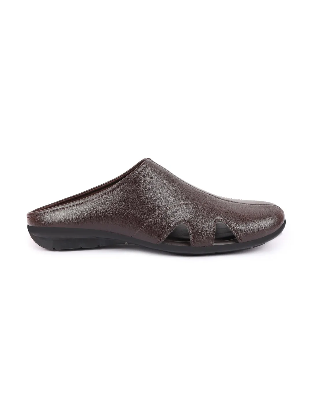 Men Brown Back Open Outdoor Slip-On Slipper Sandals