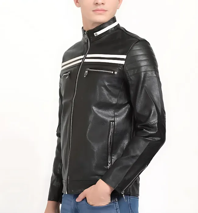 Men Genuine Brown Biker Casual Stylish Leather Jacket