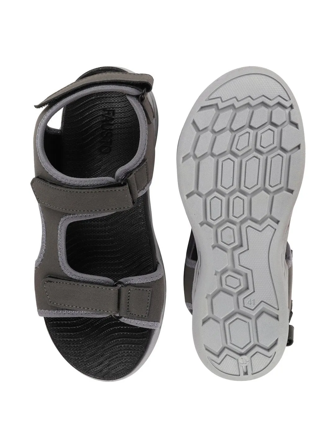 Men Grey Outdoor Sports Adjustable Phylon Sole Flexi Sandals & Floaters