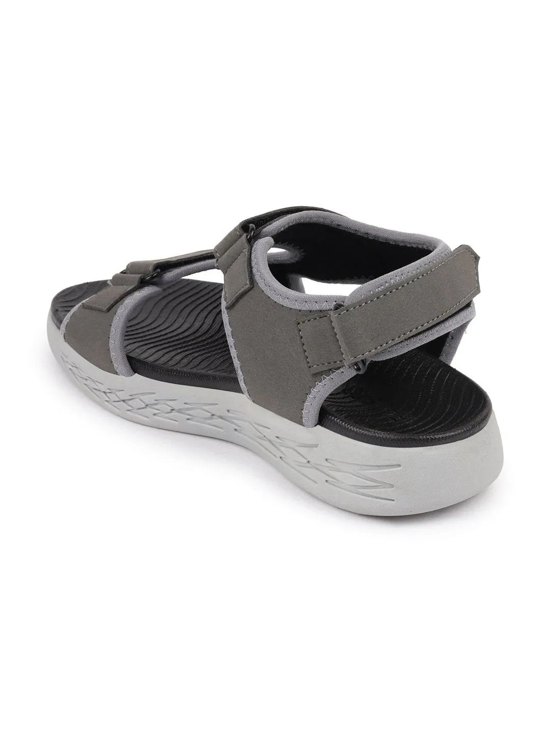 Men Grey Outdoor Sports Adjustable Phylon Sole Flexi Sandals & Floaters