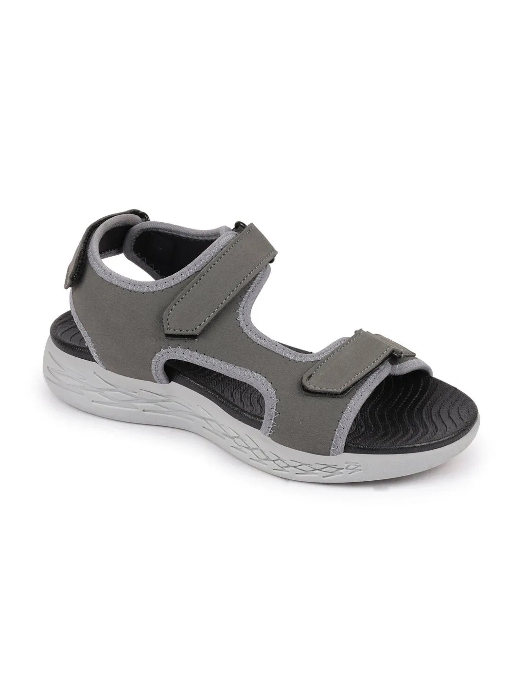 Men Grey Outdoor Sports Adjustable Phylon Sole Flexi Sandals & Floaters