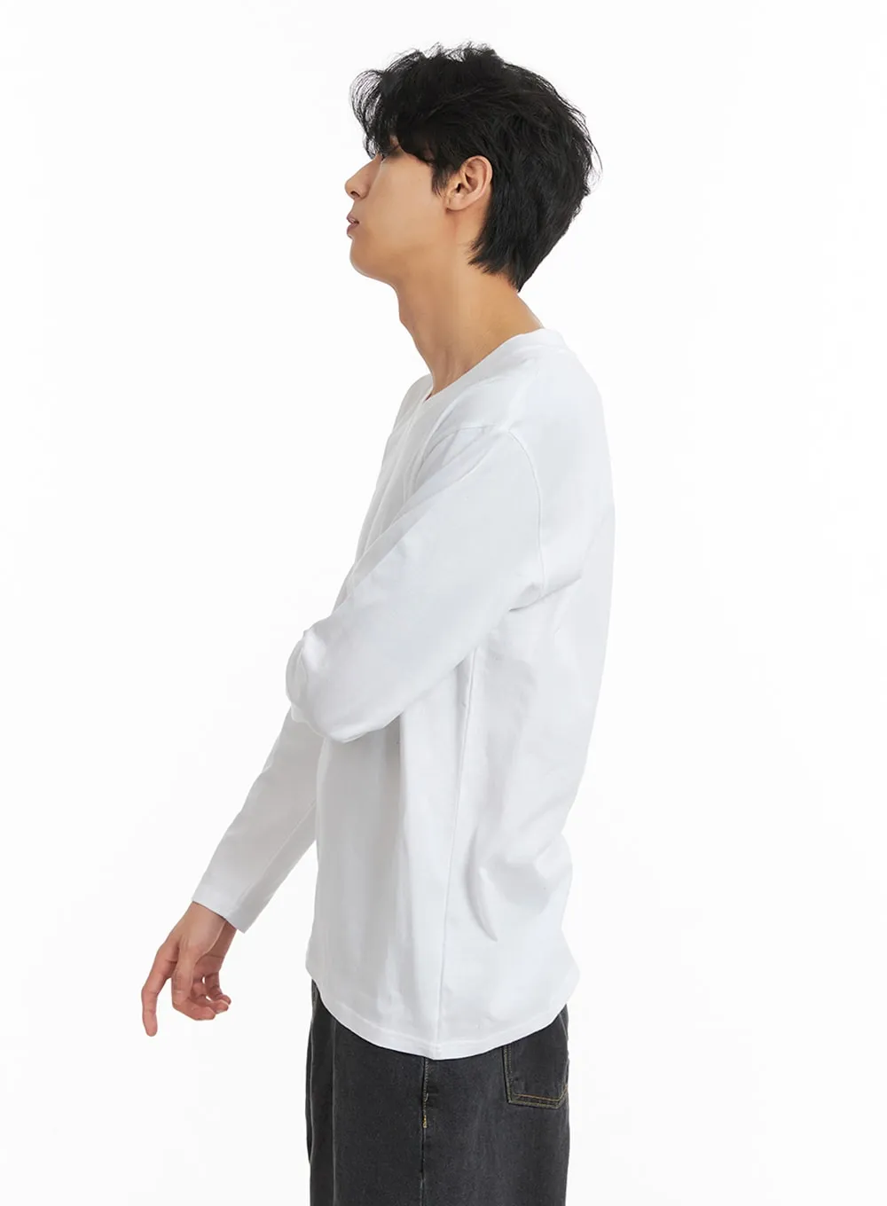 Men's Basic V-Neck Long Sleeve T-Shirt IA401