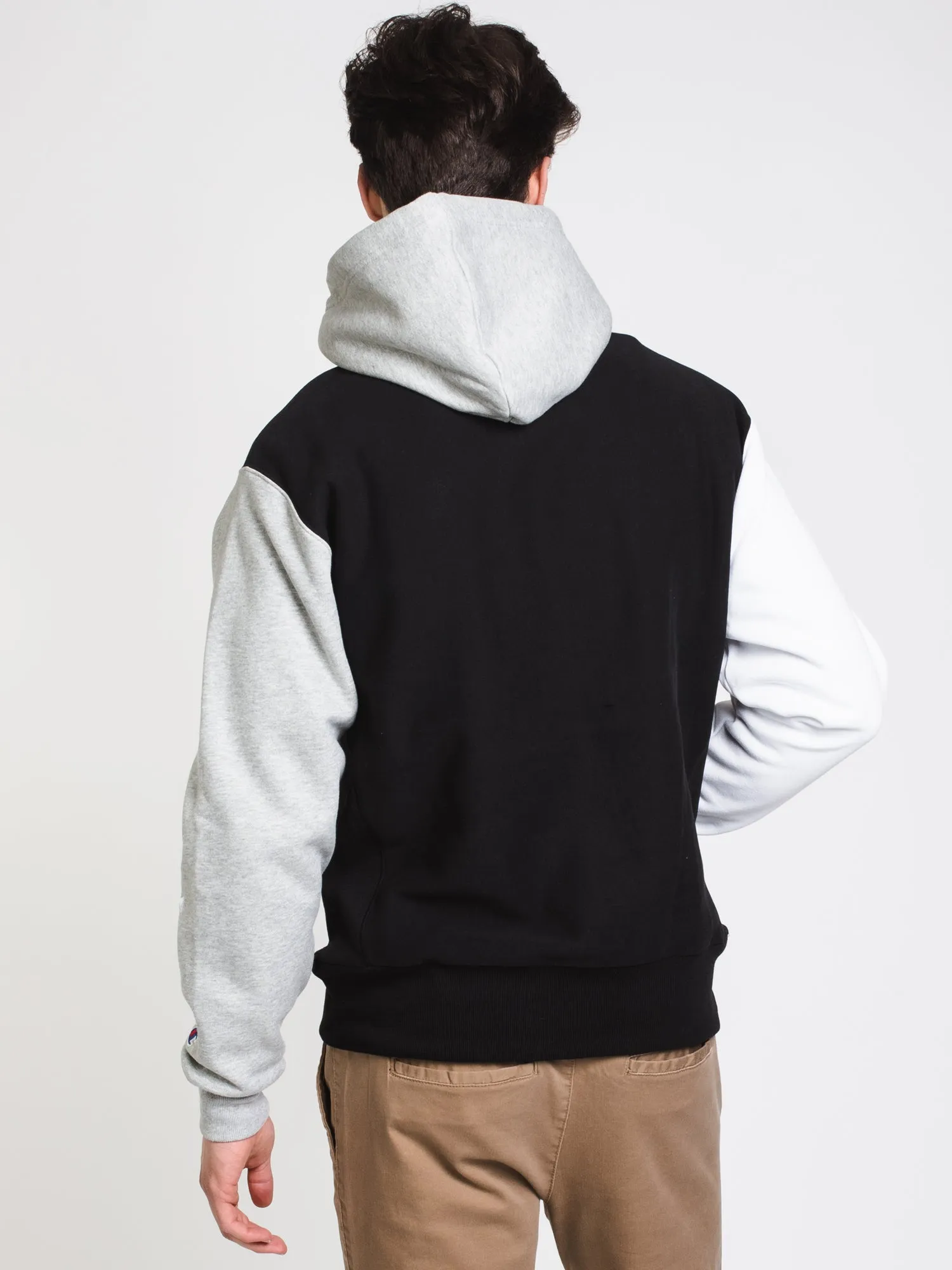 MENS RW 'C' COLOURBLOCK PULLOVER HOODIE - BLACK - CLEARANCE