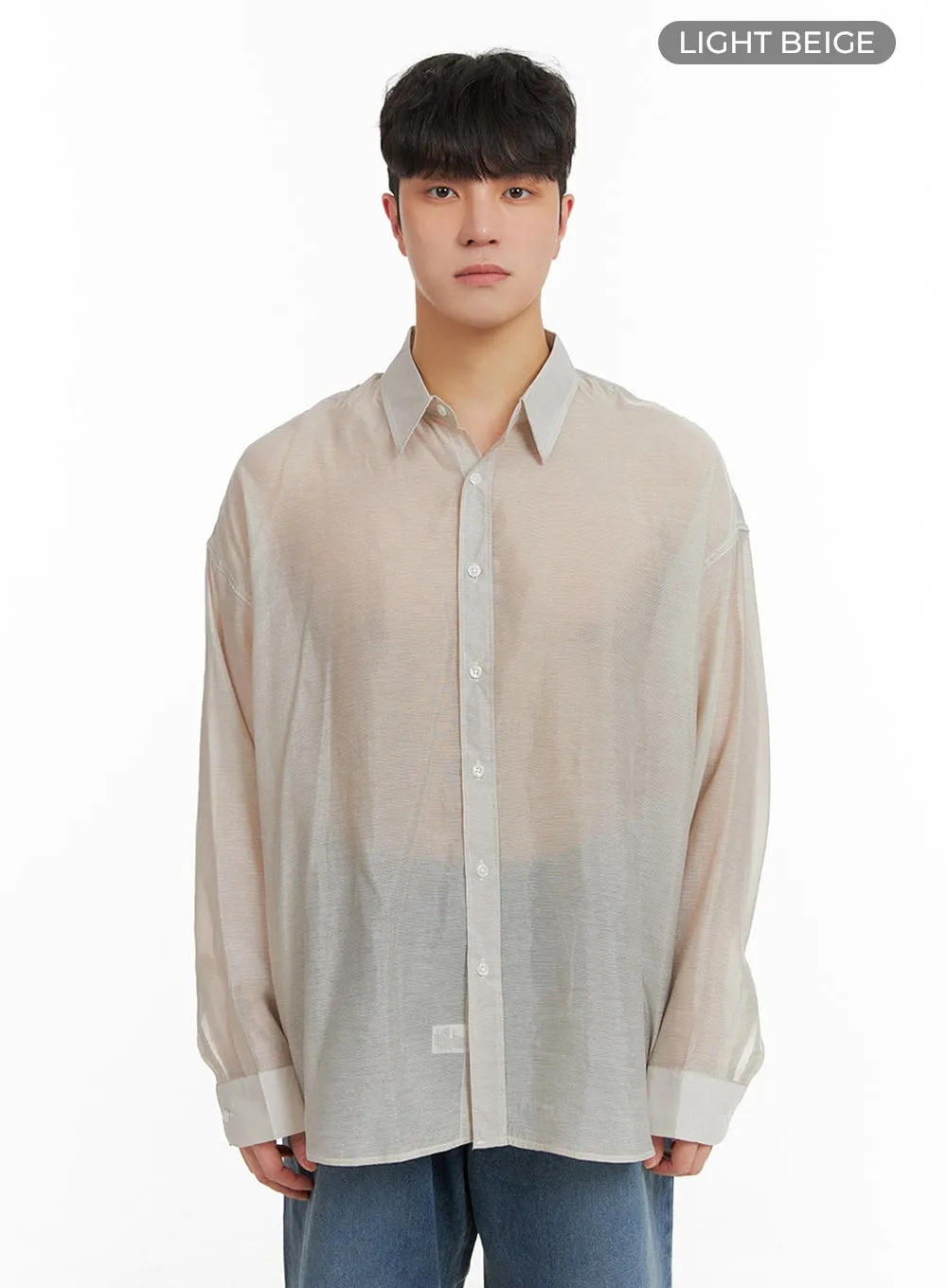 Men's Semi Sheer Button Shirt IA402