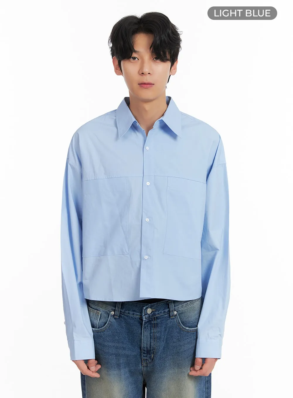 Men's Solid Cotton Crop Shirt IA401