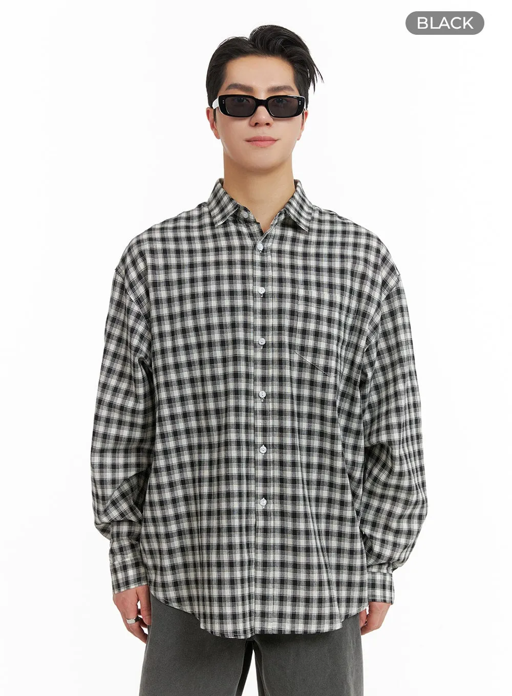 Men's Solid Plaid Shirt IA401