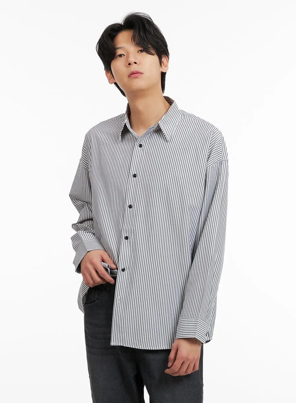 Men's Stripe Collared Shirt IA402