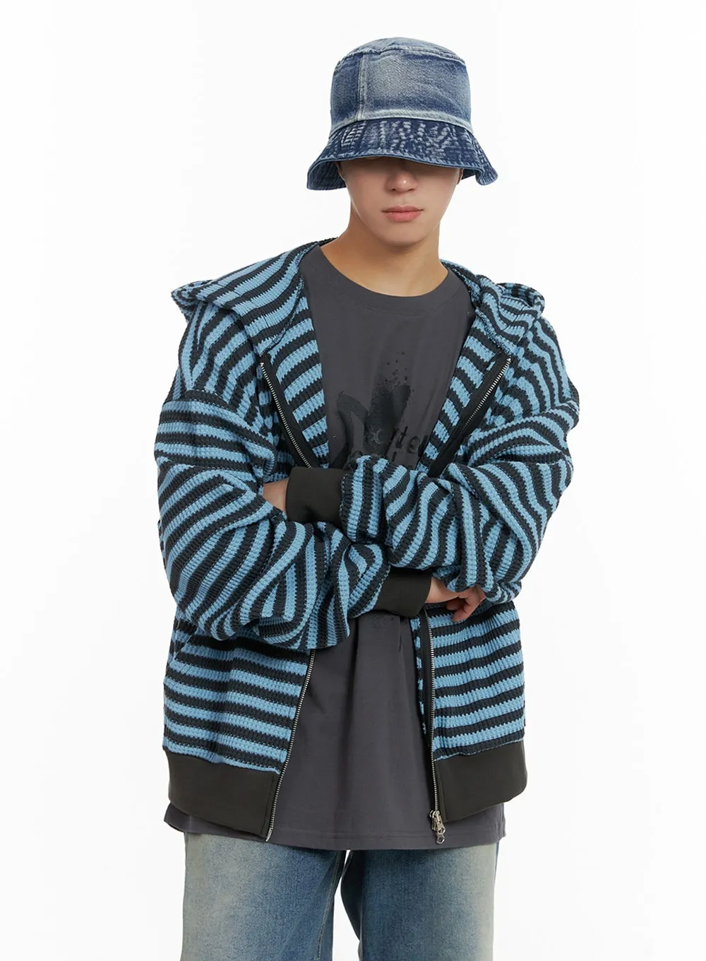 Men's Striped Hoodie Jacket IA401