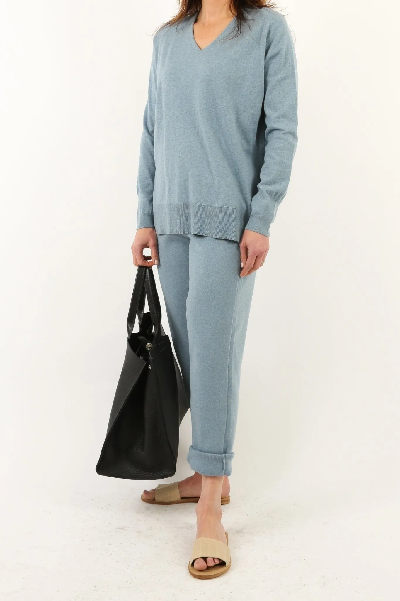 PAIGE PANT IN DOUBLE KNIT HEATHERED PIMA COTTON