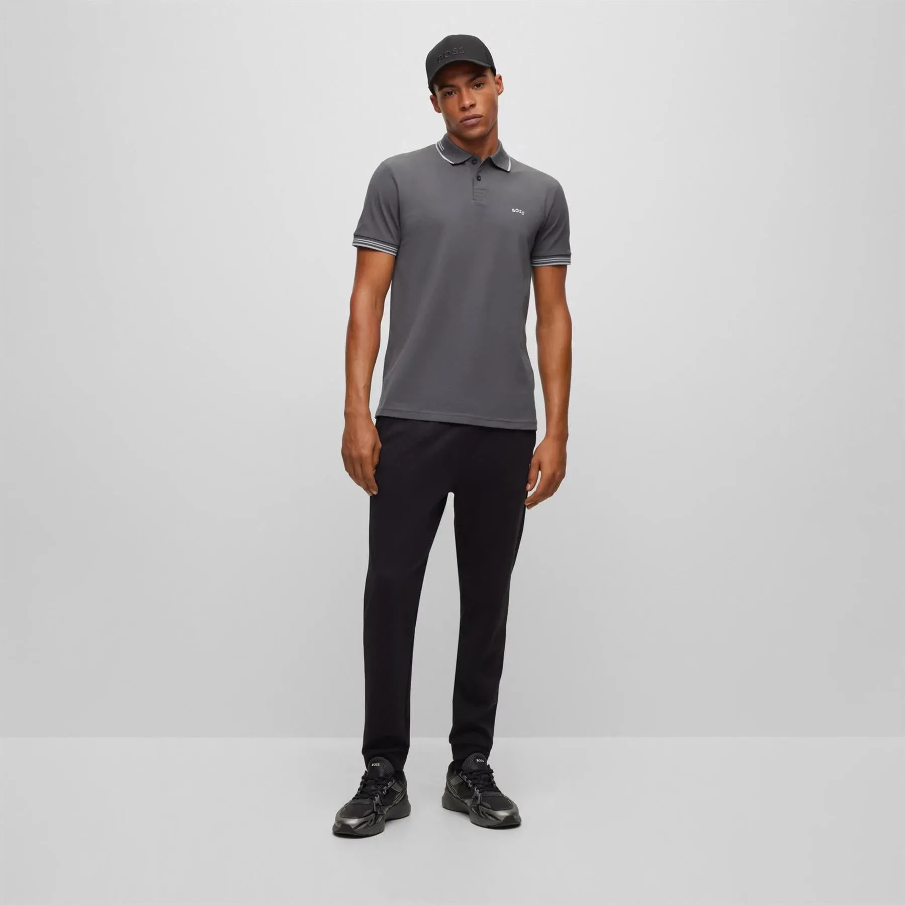 Paul Curved Cotton Jersey Slim Fit Polo Dark Grey - W23