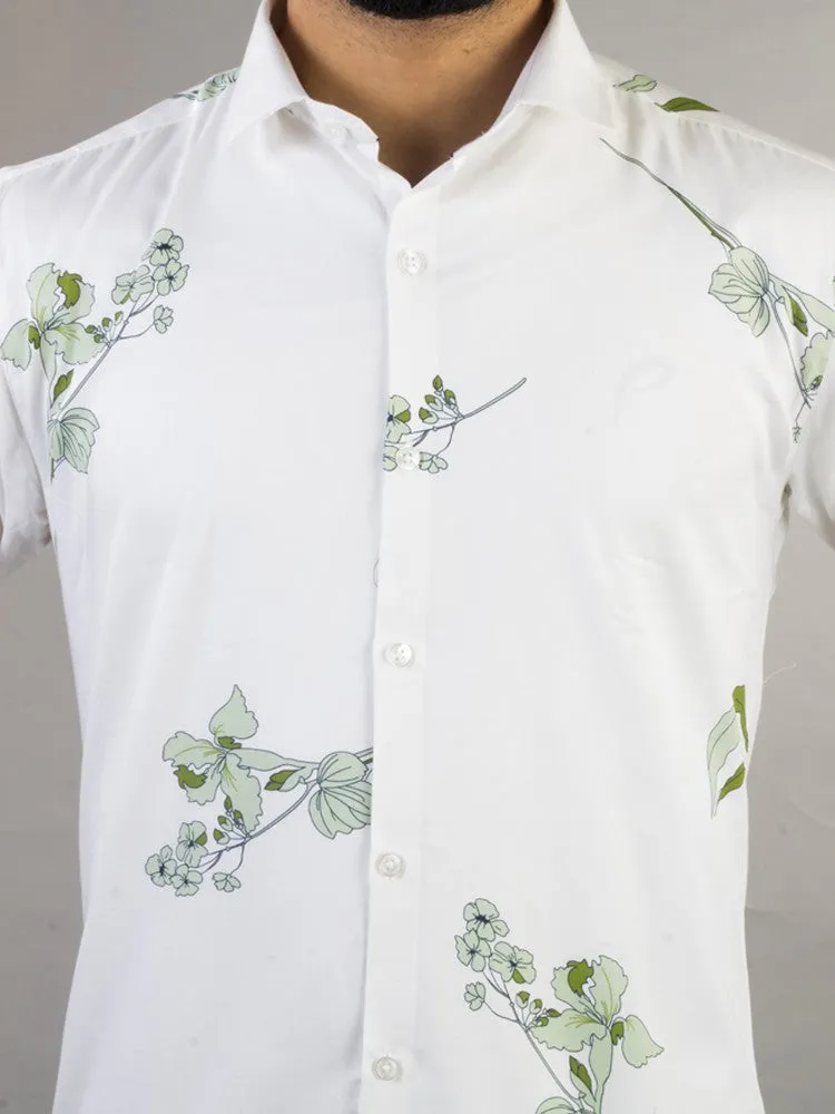 Printed Shirts for Men - Floral Print Cotton Spread Shirt