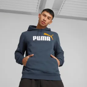 PUMA MEN'S ESSENTIALS  TWO-TONE BIG LOGO BLUE HOODIE