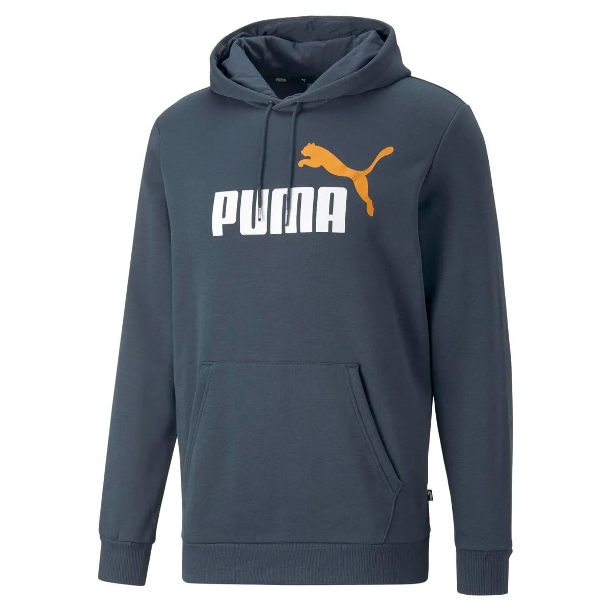 PUMA MEN'S ESSENTIALS  TWO-TONE BIG LOGO BLUE HOODIE