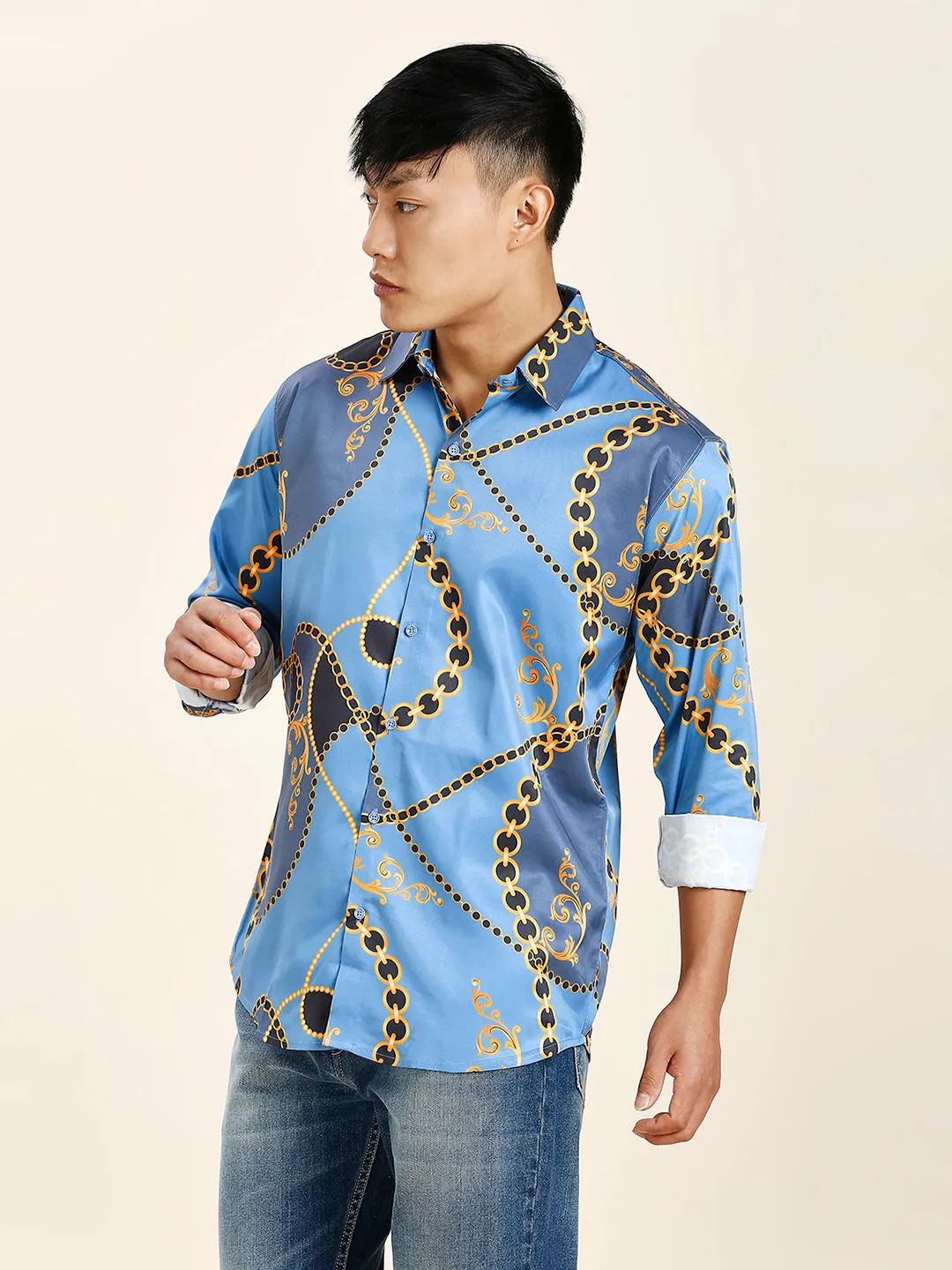 Stylish Pushpa 2 Abstract Printed Mens Shirt - Trendy Design for Casual Wear