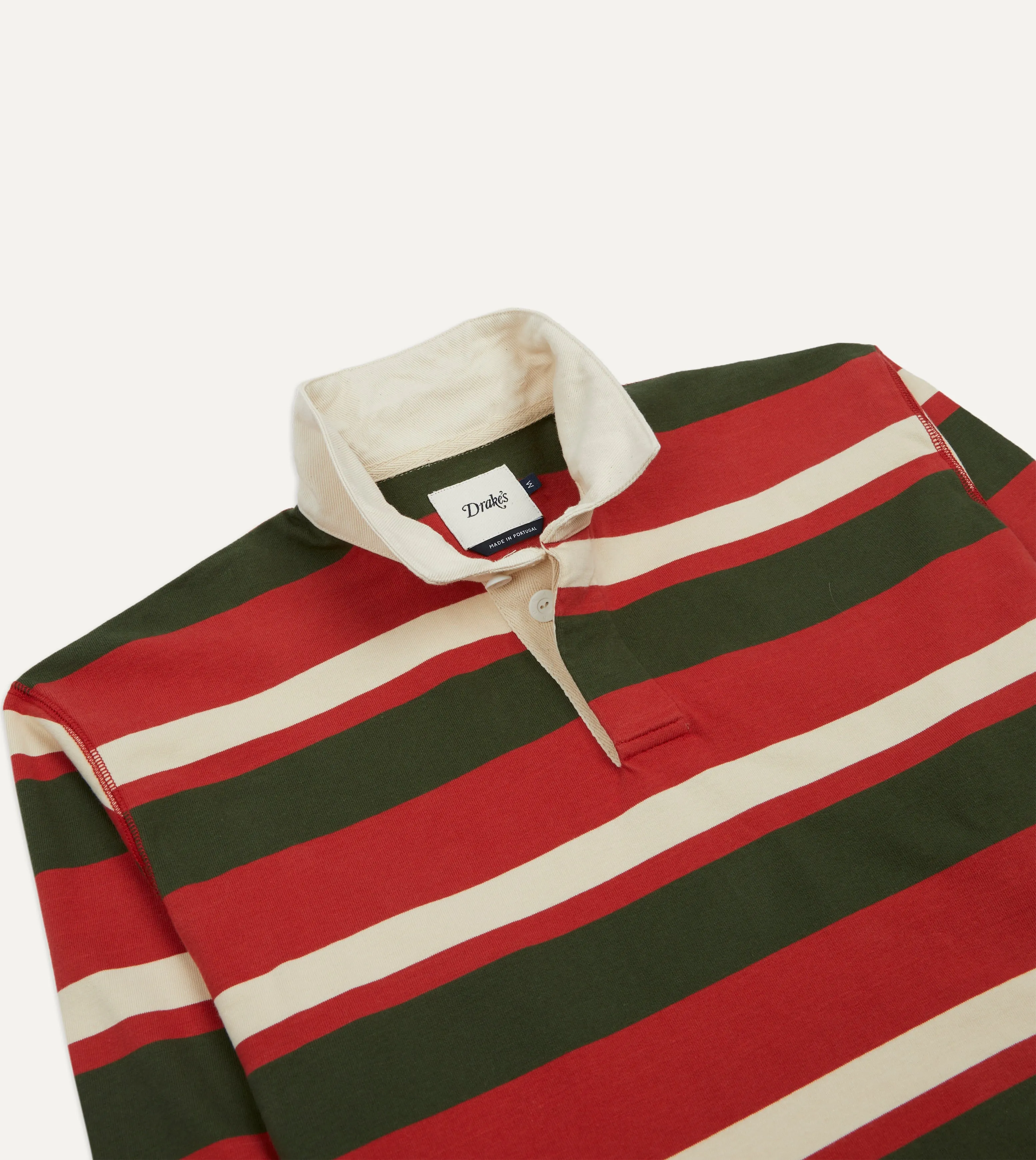 Red, Green and Ecru Stripe Cotton Rugby Shirt