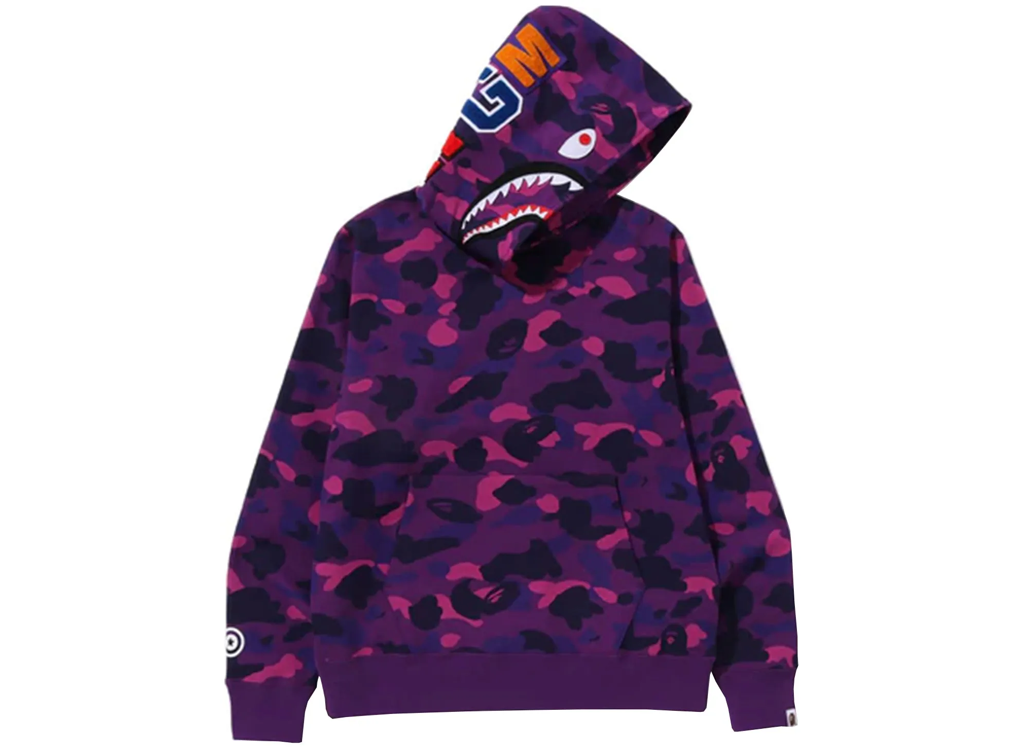 A Bathing Ape Color Camo Shark Pullover Hoodie in Purple xld