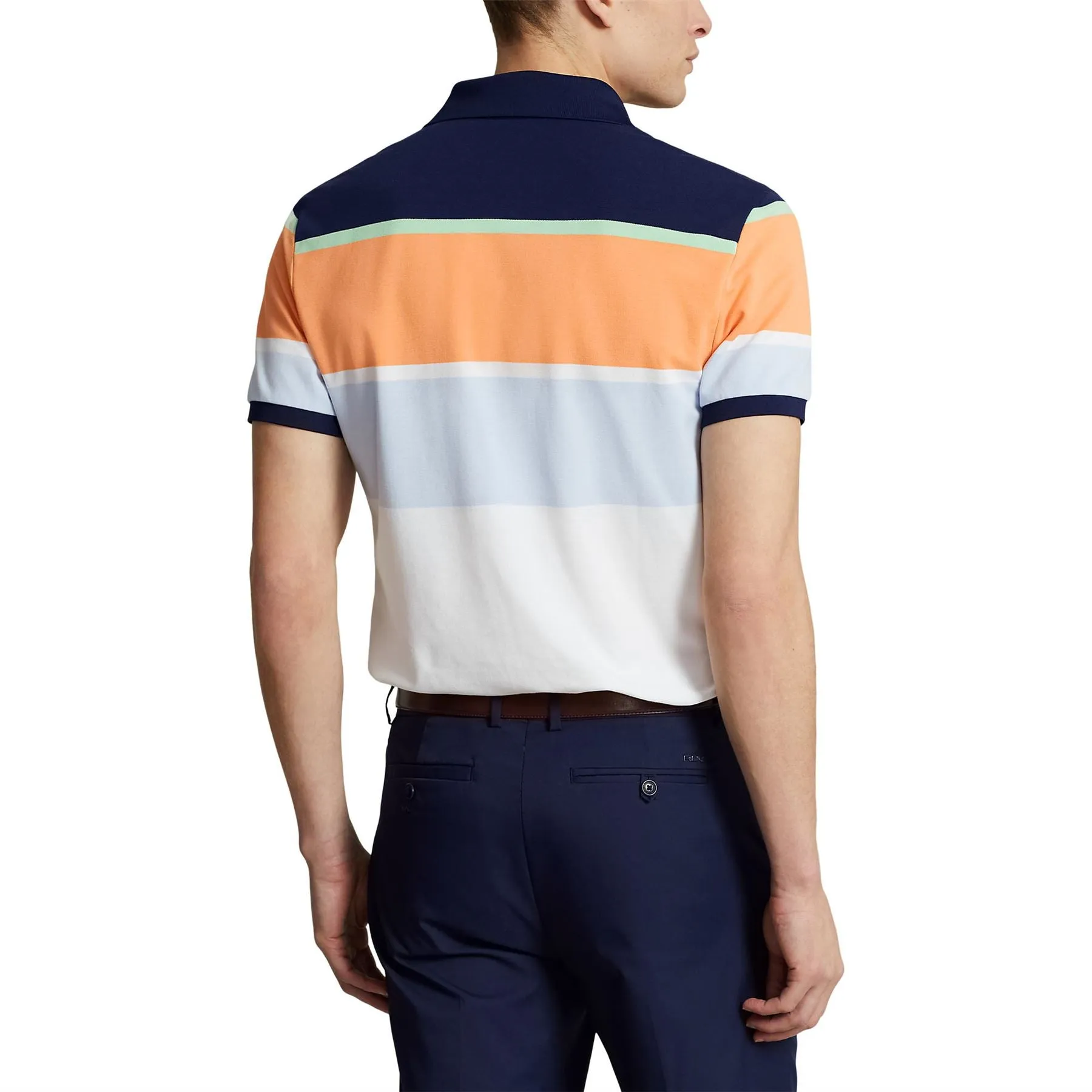 RLX Tailored Fit Cotton Knit Stripe Polo Refined Navy Multi - SS24